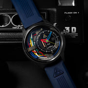 The Electricianz Carbon Z Black 45mm Blue Rubber - Watches.com - ZZ - A1A/03 - CRB