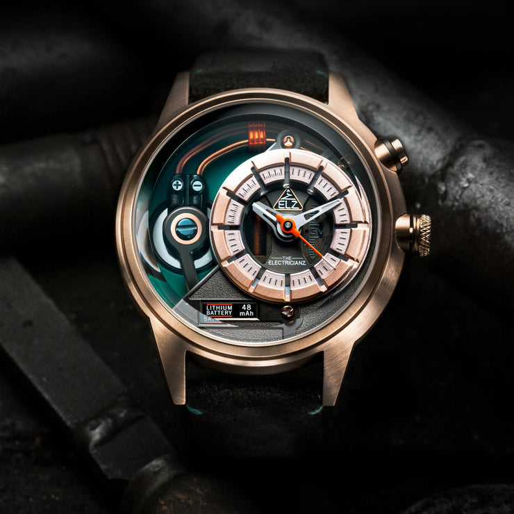 The Electricianz Cazino 45mm Rose Gold Green - Watches.com - ZZ - A3C/04 - CLG