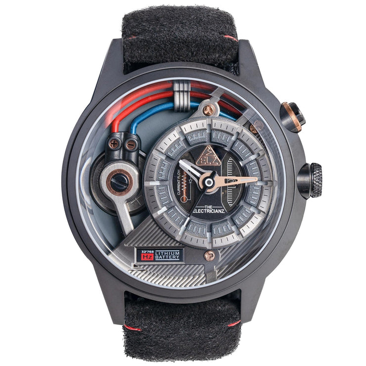 The Electricianz Dark Z 45mm Black Suede - Watches.com - ZZ - A3C/05 - CLD