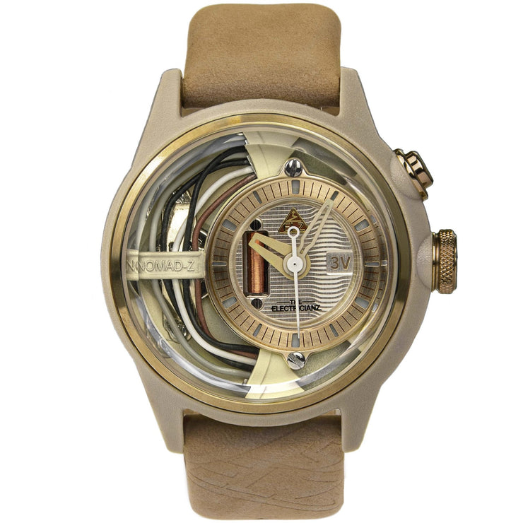 The Electricianz Nomad Z 42mm Ecru Calfskin Leather - Watches.com - ZZ - A1C - 10 - CLE