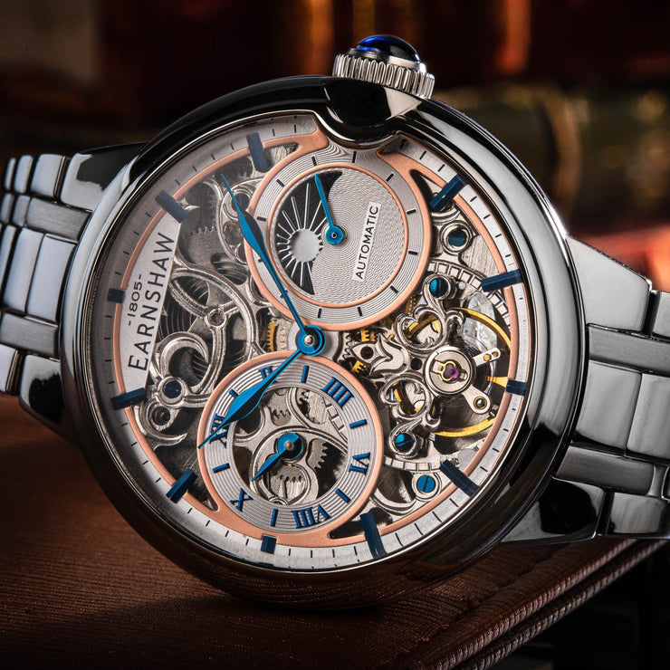 Thomas Earnshaw Barallier Sun Moon Dual Time Automatic Skeleton Regiment White - Watches.com - ES - 8242 - 77