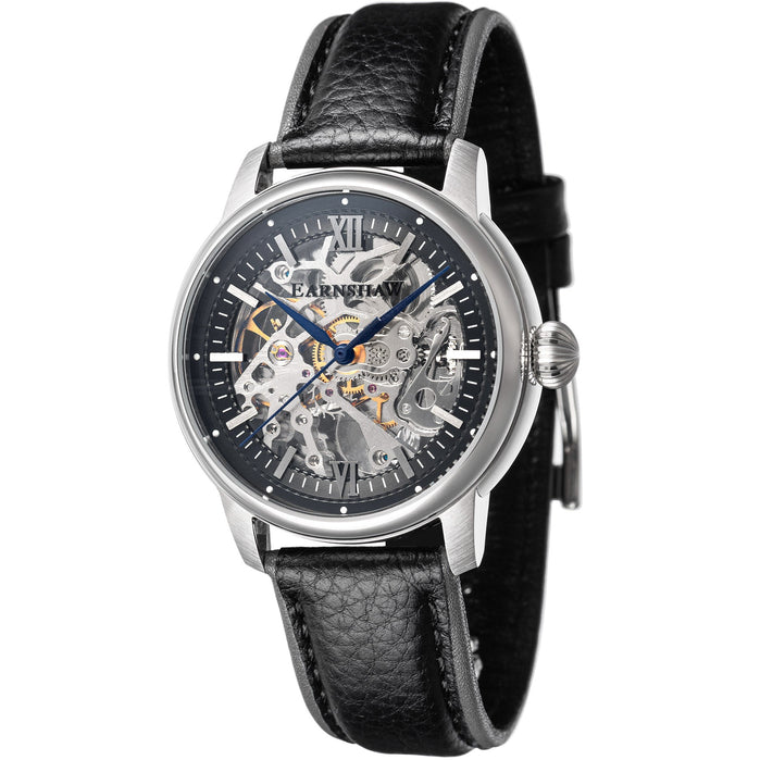 Thomas Earnshaw Cornwall Skeleton Automatic Black Silver angled shot picture