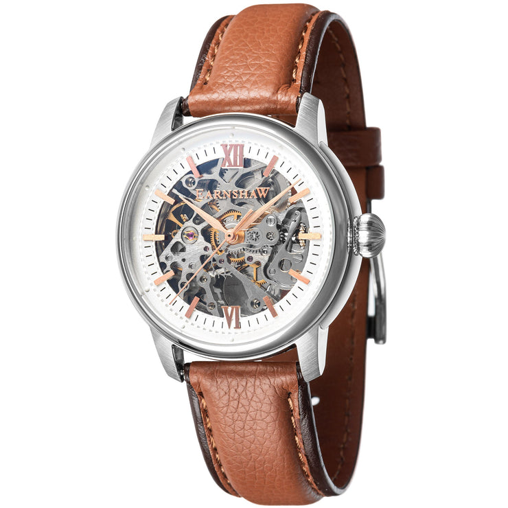 Thomas Earnshaw Cornwall Skeleton Automatic Silver Tan - Watches.com - ES - 8110 - 02