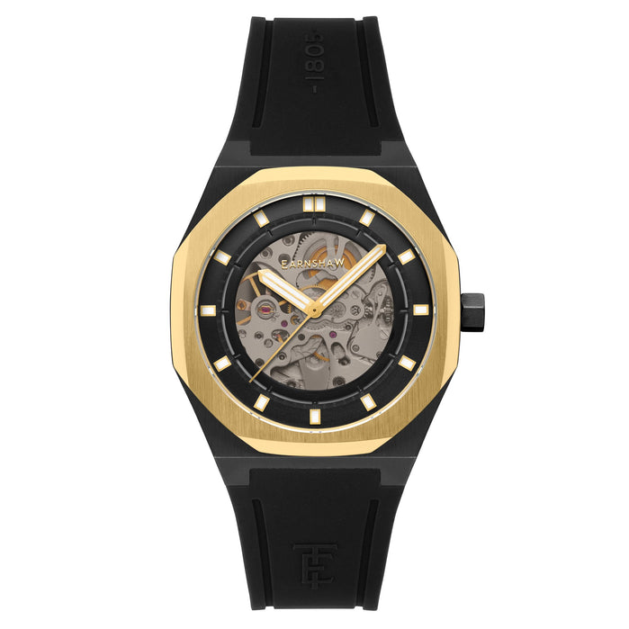 Thomas Earnshaw Discovery Drake Skeleton Automatic Black Gold angled shot picture