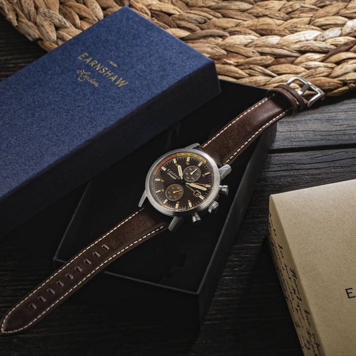 Thomas Earnshaw Duke Chronograph Caramel Brown angled shot picture