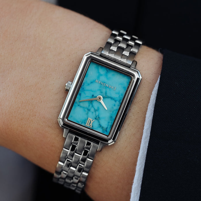 Thomas Earnshaw Ladies Emmeline Quartz 2 Hands Turquoise angled shot picture