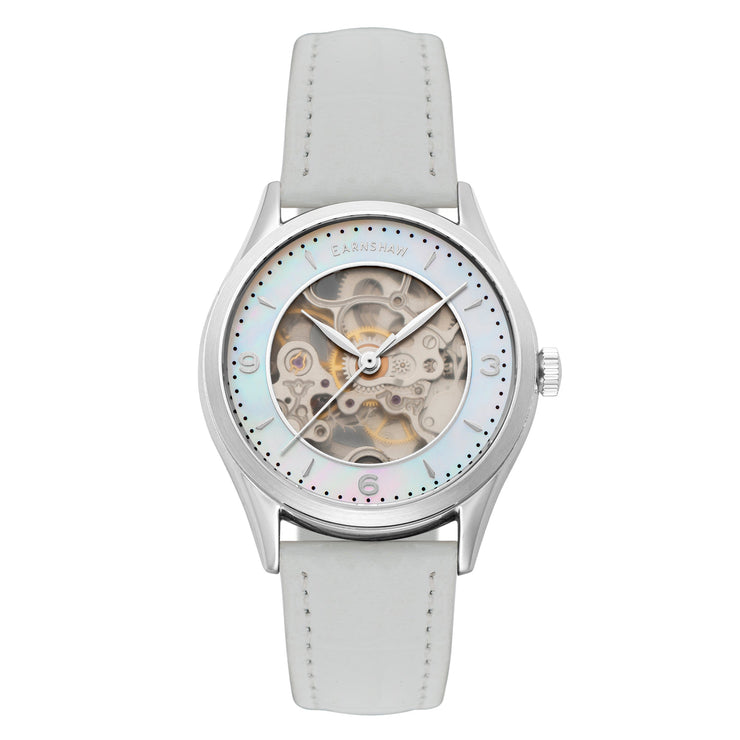 Thomas Earnshaw Ladies Isabella Skeleton Automatic 3 Hands Mother Of Pearl White - Watches.com - ES - 8236 - 01