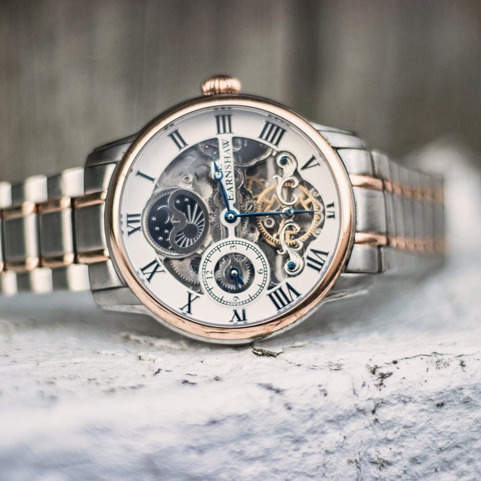 Thomas Earnshaw Longitude Automatic Silver Rose Gold angled shot picture