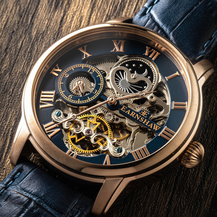 Thomas Earnshaw Longitude Automatic Skeleton Blue Rose Gold - Watches.com - ES - 8006 - 0A