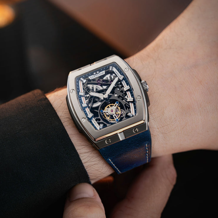 Thomas Earnshaw Motion Invincible Tourbillon Tonneau Limited Edition Regent Blue - Watches.com - ES - 8281 - 02