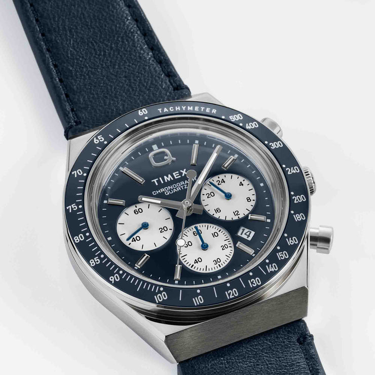 Timex 1970's Q Chronograph 40mm Blue - Watches.com - TW2W51700VQ