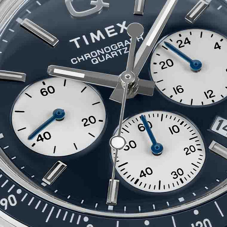 Timex 1970's Q Chronograph 40mm Blue - Watches.com - TW2W51700VQ