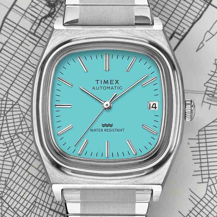 Timex 1983 E - Line Reissue Automatic 34mm Blue - Watches.com - TW2Y07300VQ