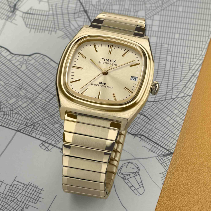 Timex 1983 E - Line Reissue Automatic 34mm Gold - Watches.com - TW2Y07200VQ