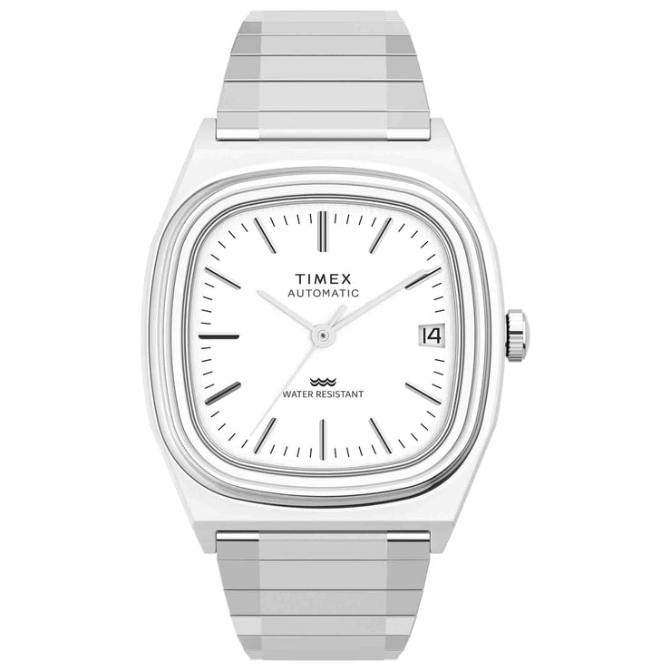 Timex 1983 E - Line Reissue Automatic 34mm White SS - Watches.com - TW2W70800VQ