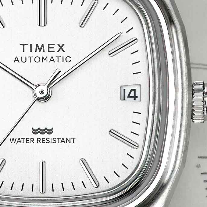 Timex 1983 E - Line Reissue Automatic 34mm White SS - Watches.com - TW2W70800VQ