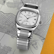 Timex 1983 E - Line Reissue Automatic 34mm White SS - Watches.com - TW2W70800VQ