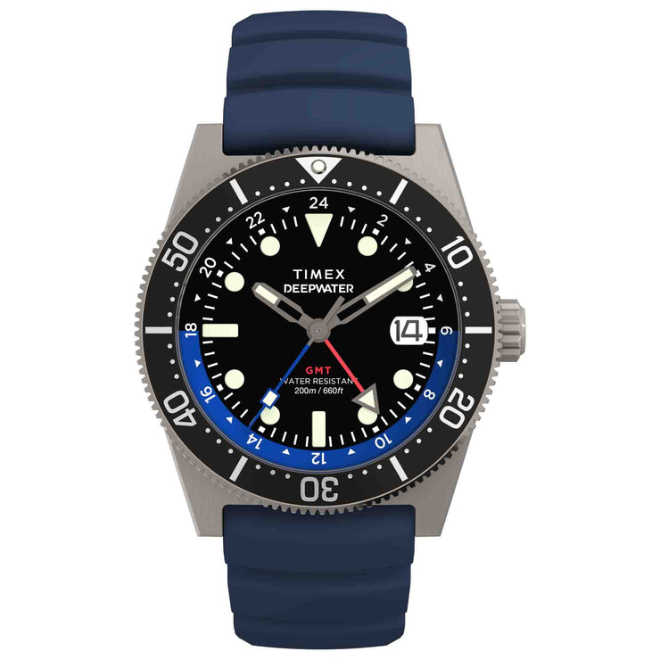 Timex Deepwater Reef 200 GMT 40mm Black Blue - Watches.com - TW2W75100VQ