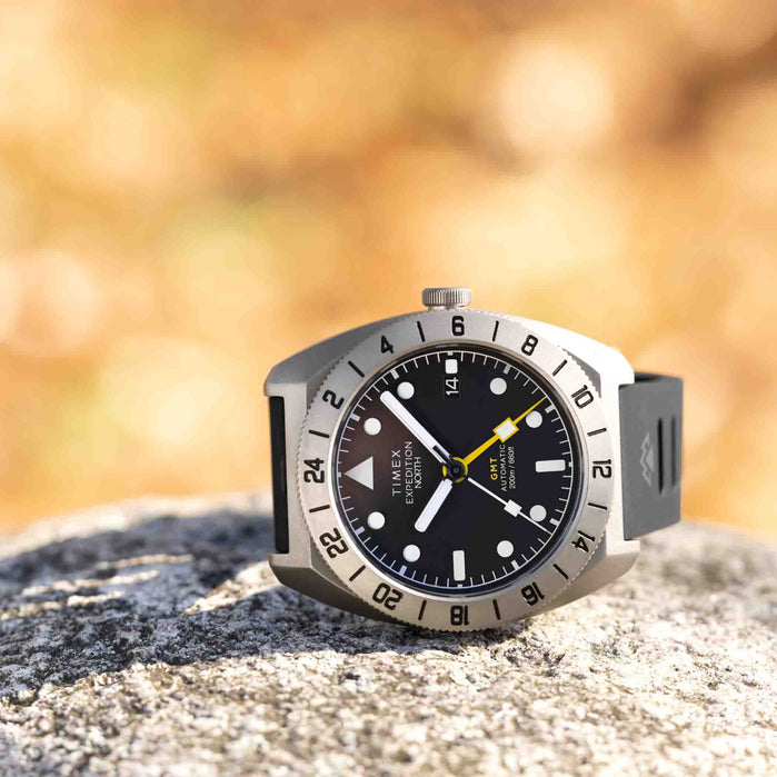 Timex Expedition GMT Titanium Automatic 41mm Black angled shot picture