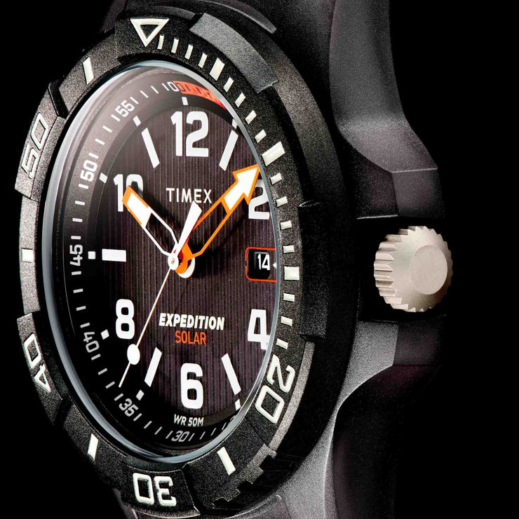 Timex Expedition North Freedive Ocean Tide 46mm rPET Black Orange - Watches.com - TW2V66100JR