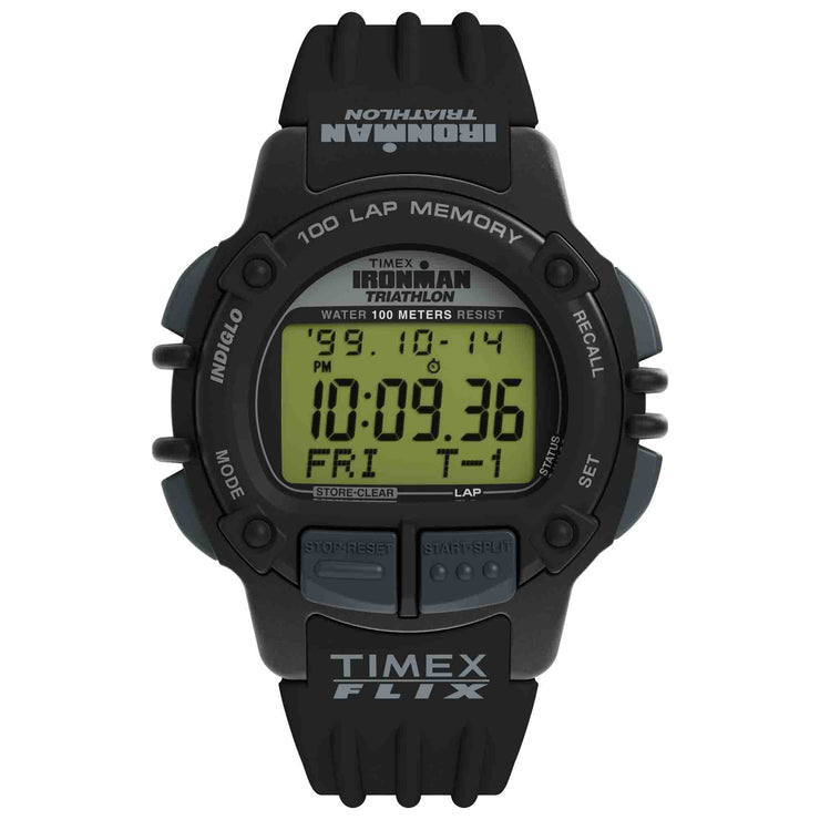 Timex Ironman Flix 100 Lap Digital 42mm Black - Watches.com - TW5M63000VQ