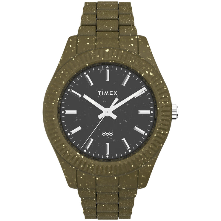 Timex Legacy Ocean 42mm Recycled rPET Olive Black - Watches.com - TW2V77100JR