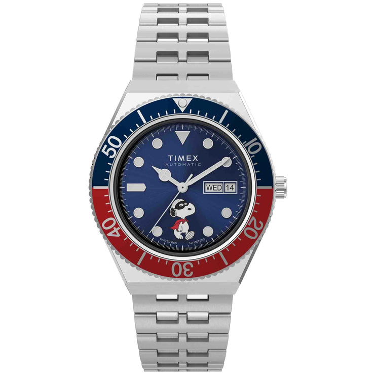 Timex M79 Automatic x Peanuts Masked Marvel Snoopy 40mm Blue - Watches.com - TW2W475000Q