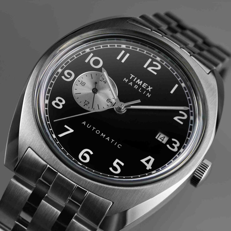 Timex Marlin Automatic 39mm Black SS - Watches.com - TW2W58800VQ