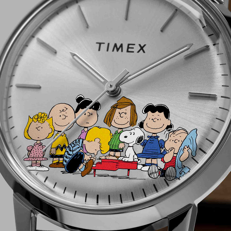 Timex Marlin Automatic x Peanuts Gang's All Here 40mm Silver - Watches.com - TW2W19000ZV