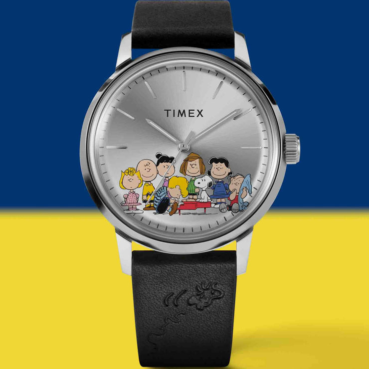 Timex Marlin Automatic x Peanuts Gang's All Here 40mm Silver - Watches.com - TW2W19000ZV