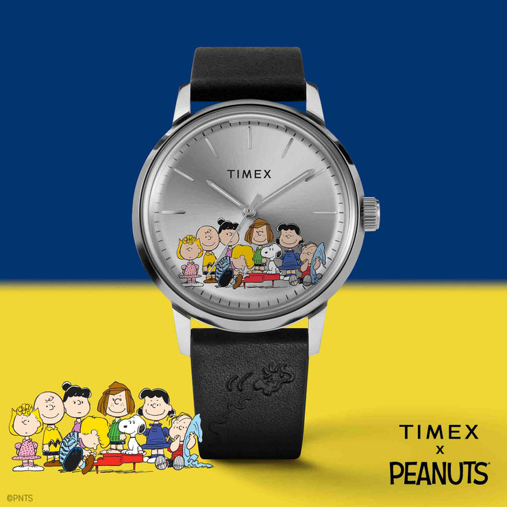 Timex Marlin Automatic x Peanuts Gang's All Here 40mm Silver - Watches.com - TW2W19000ZV