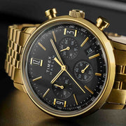 Timex Marlin Chronograph Tachymeter 40mm Black Gold SS - Watches.com - TW2W59900VQ