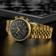 Timex Marlin Chronograph Tachymeter 40mm Black Gold SS - Watches.com - TW2W59900VQ