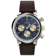 Timex Marlin Chronograph Tachymeter 40mm Blue Brown - Watches.com - TW2W60400VQ