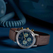 Timex Marlin Chronograph Tachymeter 40mm Blue Brown - Watches.com - TW2W60400VQ