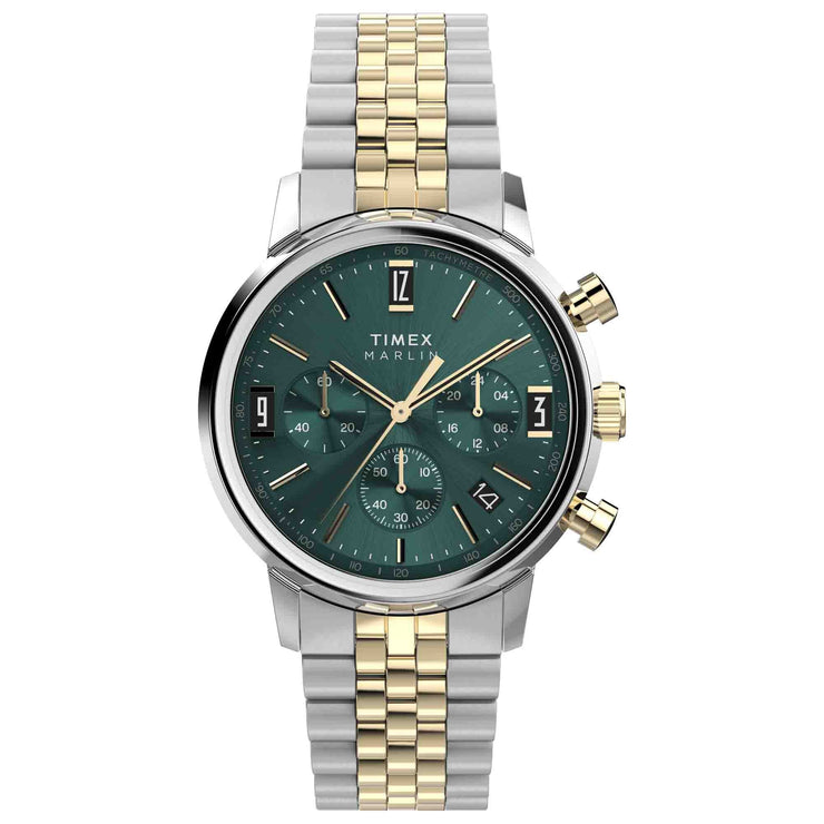 Timex Marlin Chronograph Tachymeter 40mm Green SS - Watches.com - TW2W60000VQ