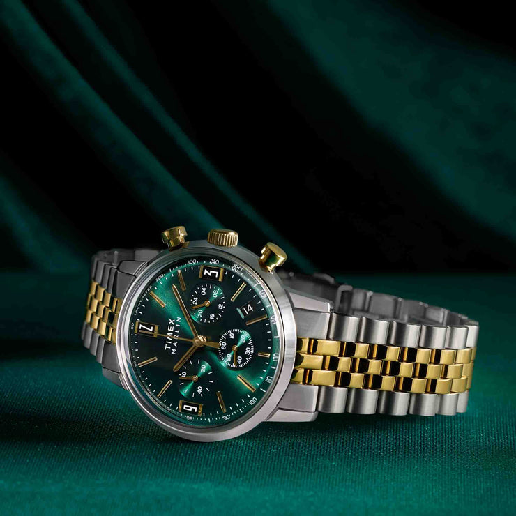 Timex Marlin Chronograph Tachymeter 40mm Green SS - Watches.com - TW2W60000VQ