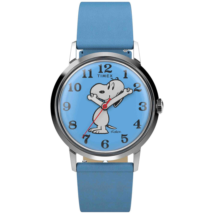 Timex Marlin Hand - Wind x Peanuts 1976 Reissue 34mm Blue Snoopy - Watches.com - TW2W794000Q