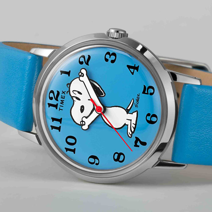 Timex Marlin Hand - Wind x Peanuts 1976 Reissue 34mm Blue Snoopy - Watches.com - TW2W794000Q