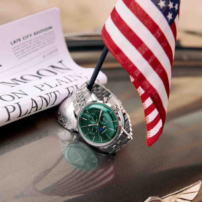 Timex Marlin Moon Phase Multifunction 40mm Green angled shot picture