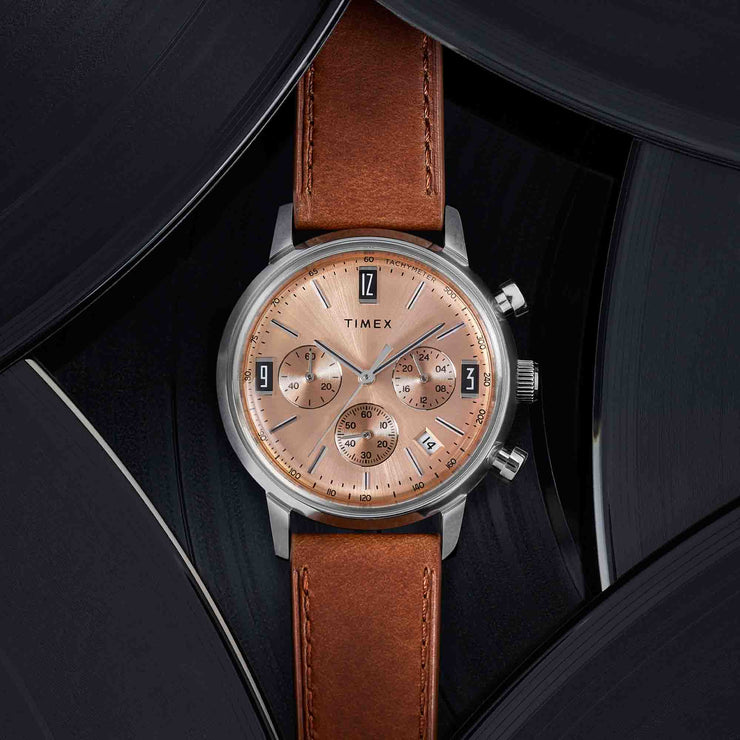 Timex Marlin Tachymeter Chronograph 40mm Caramel - Watches.com - TW2W51400VQ