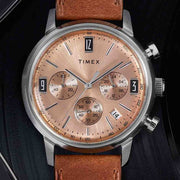 Timex Marlin Tachymeter Chronograph 40mm Caramel - Watches.com - TW2W51400VQ