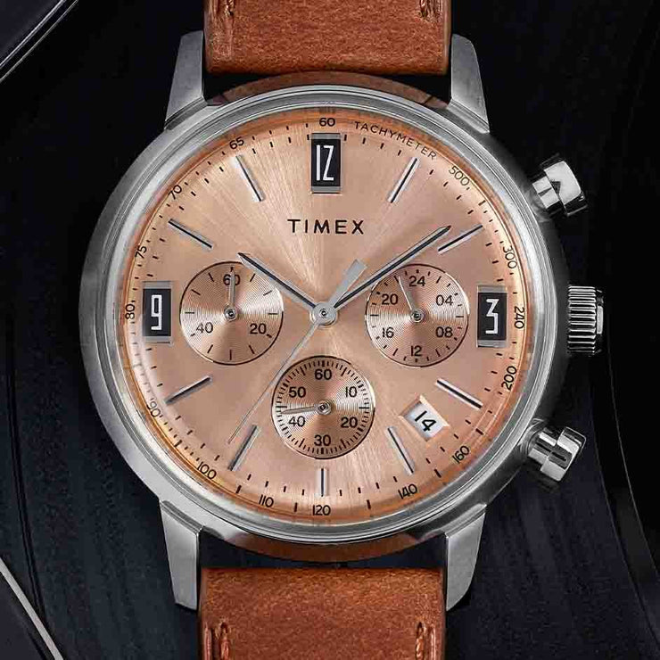 Timex Marlin Tachymeter Chronograph 40mm Caramel - Watches.com - TW2W51400VQ