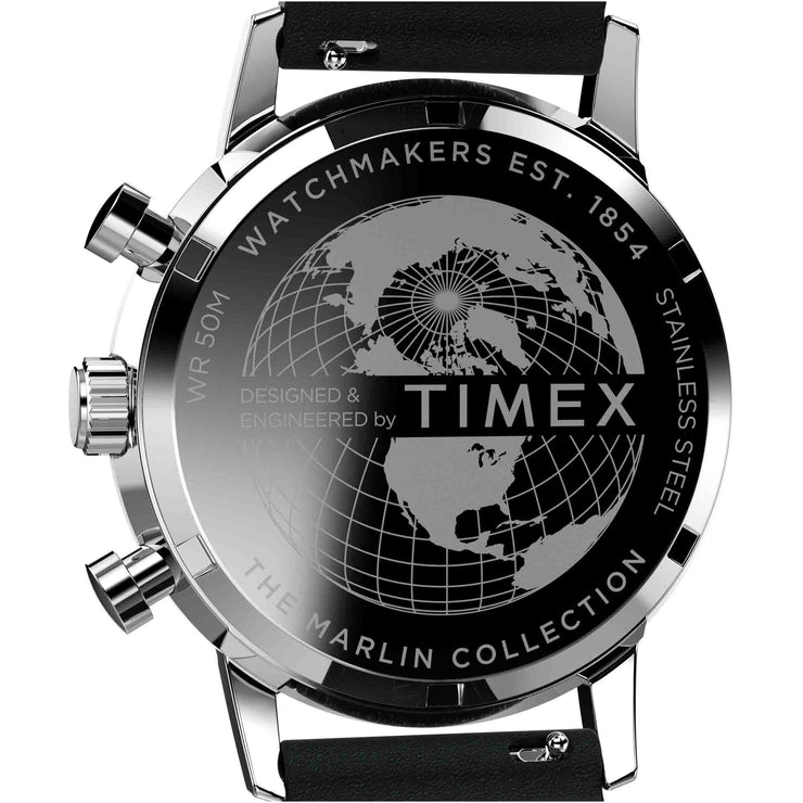 Timex Marlin Tachymeter Chronograph 40mm Silver Black - Watches.com - TW2W10300VQ