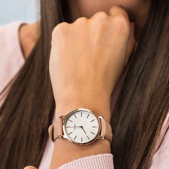 Timex Metropolitan 34mm Silver Blush angled shot picture