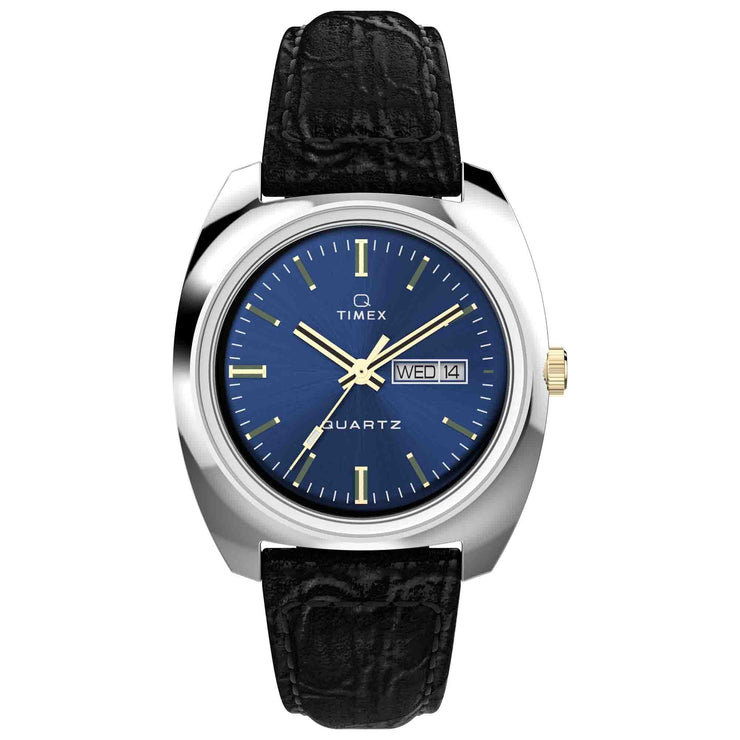 Timex Q 1978 Day Date 37.5mm Blue - Watches.com - TW2W44800ZV