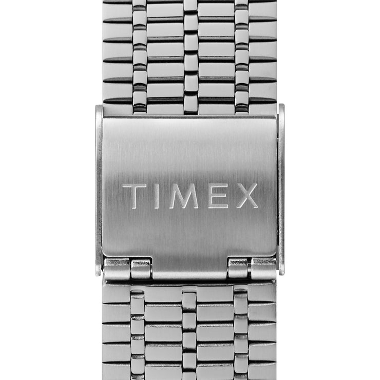 Timex Q 1979 Reissue 38mm Silver Blue Orange - Watches.com - TW2U61100ZV