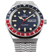 Timex Q 1979 Reissue 38mm Silver Navy Red - Watches.com - TW2T80700ZV