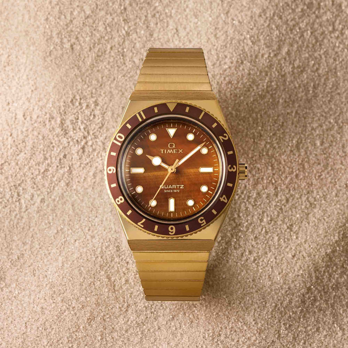 Timex Q 36mm Tiger's Eye angled shot picture