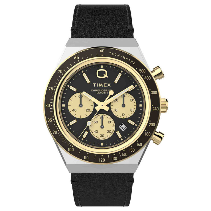 Timex Q Chronograph 40mm Gold Black - Watches.com - TW2W64300VQ